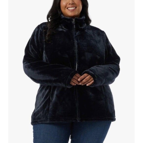 32 Degrees Heat Women's Plush Black Faux Fur Teddy Jacket Full Zip Size XXL - Picture 1 of 16